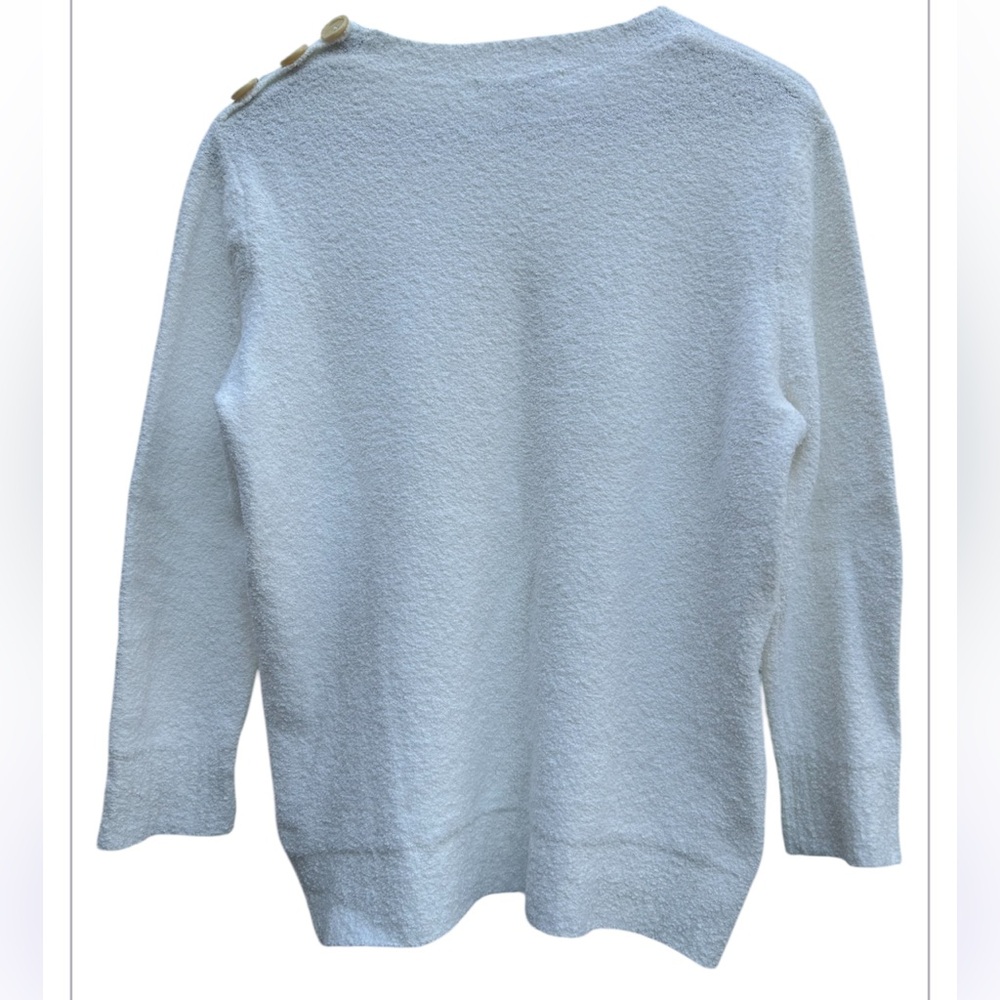 BANANA REPUBLIC Women’s Cotton Blend Crewneck Pullover White Sweater Size: L - Picture 2 of 10